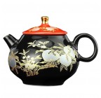 Afternoon Party Black Gold Peach Teapot