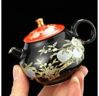 Afternoon Party Black Gold Peach Teapot