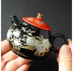 Afternoon Party Black Gold Peach Teapot