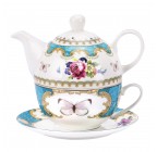 (Butterfly flower pattern) Porcelain 3-Piece Tea For One