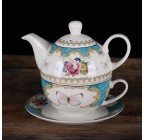 (Butterfly flower pattern) Porcelain 3-Piece Tea For One