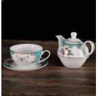 (Butterfly flower pattern) Porcelain 3-Piece Tea For One