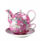 (Cherry Blossom Red) Porcelain 4-Piece Tea For One