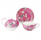 (Cherry Blossom Red) Porcelain 4-Piece Tea For One