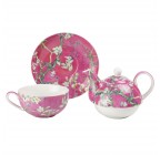 (Cherry Blossom Red) Porcelain 4-Piece Tea For One