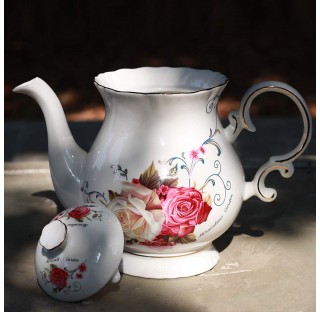 European style ceramic rose flower teapot large size 5.5 cups