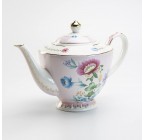 Fine pink porcelain teapot 40 oz with gold trim