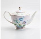 Fine pink porcelain teapot 40 oz with gold trim