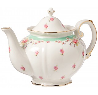 Green 5-cup Vintage Rose Porcelain Teapot