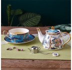 (Hand drawn plants) Porcelain 3-Piece Tea For One