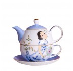 (Hand-painted cheongsam) Porcelain 3-Piece Tea For One