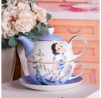 (Hand-painted cheongsam) Porcelain 3-Piece Tea For One