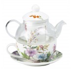 (Morning Glory) 5-piece glass china 13 oz tea set