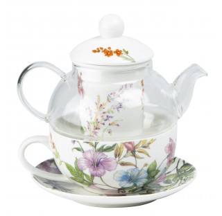 (Morning Glory) 5-piece glass china 13 oz tea set