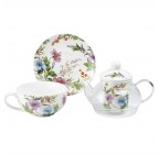 (Morning Glory) 5-piece glass china 13 oz tea set