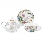 (Morning Glory) 5-piece glass china 13 oz tea set