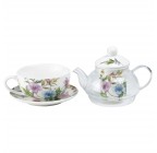 (Morning Glory) 5-piece glass china 13 oz tea set