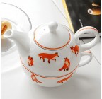 (Orange fox pattern) Porcelain 3-Piece Tea For One