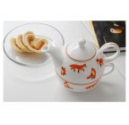 (Orange fox pattern) Porcelain 3-Piece Tea For One