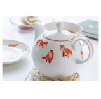 (Orange fox pattern) Porcelain 3-Piece Tea For One