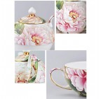 (Peony blooms) Porcelain 4-Piece Tea For One