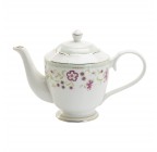 Pink Cornflower Porcelain Teapot 32 oz with Gold Trim