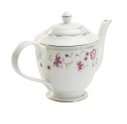 Pink Cornflower Porcelain Teapot 32 oz with Gold Trim