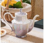 (Purple) Porcelain Teapot 37 oz Teapot with Lid